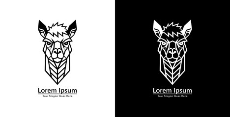 Alpaca head logo design with modern geometric style