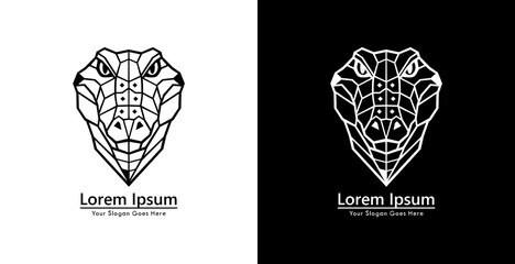 Crocodile head logo design with modern geometric style