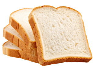 Four slices of white bread isolated on white background. Suitable for marketing or business purposes. PNG file