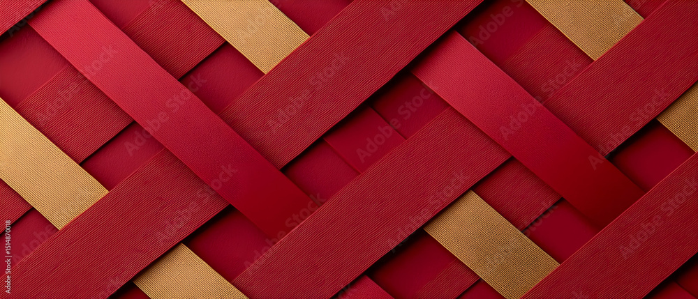 Poster interlocking red and brown geometric pattern