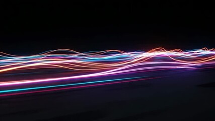 Colorful light trails in abstract style against a dark background   - Powered by Adobe