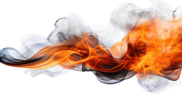 Fire Smoke isolated on white transparent background PNG