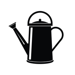 Fototapeta premium Watering Can Silhouette Vector Outline on White Background with Dog Illustration Element in CMYK Color Model for Design Use
