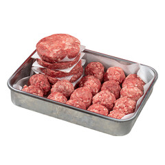 solated semi finished cutlets and meatballs
