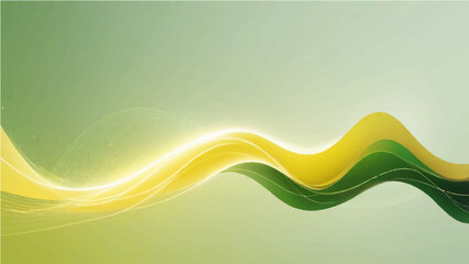 Abstract background Flowing green, lemon wave design with light motion and digital energy lines creates shape