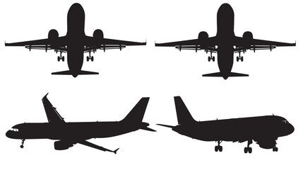 Plane Silhouettes isolated on white background