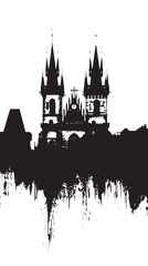 Obraz premium Prague silhouette isolated in White background