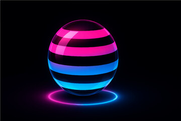 Purple Easter egg on black background with colorful 3D decoration