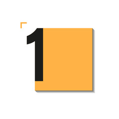 Vector icon of day 1 from full calendar set. Bold black number on orange square with soft shadow and clean layout. Ideal for UI, planners, and printable templates