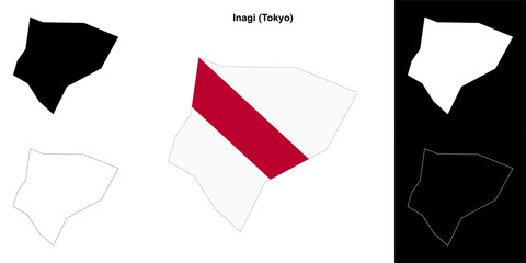 Inagi (Tokyo) outline map set