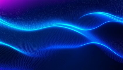 Naklejka premium Abstract Blue Wave Background Glowing Neon Lines and Dynamic Curves
