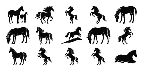 horse silhouette vector with white background 