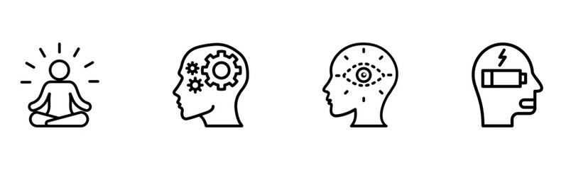 Mental Well-being and Cognition: Abstract Line Art Icons for Health

