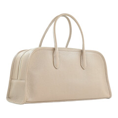 Elegant beige leather handbag with handles