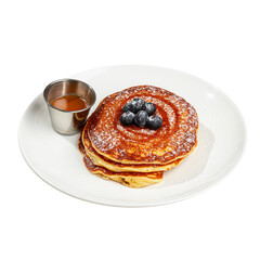 Portion of pancakes with blueberries