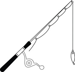 Fishing Rod Silhouette, hook, fish, Fishing  vector on  white background 