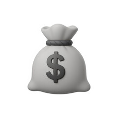 3d money bag  icon isolated on transparent background. Wealth and finance concept