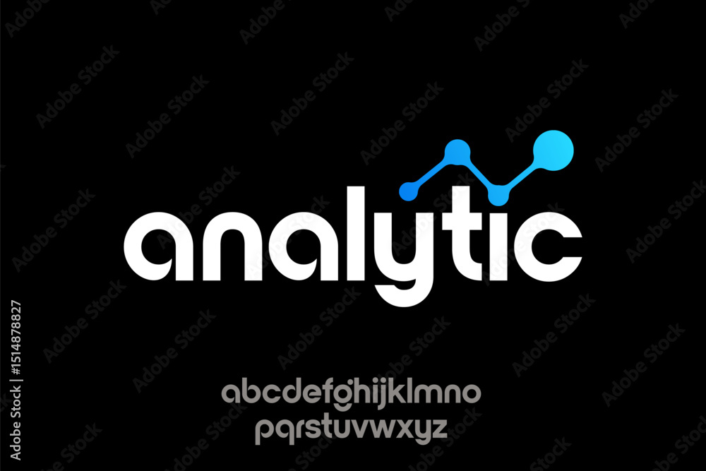 Fototapete minimal elegant font lowercase alphabet rounded graphic vector illustrations