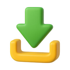 3d download arrow icon isolated on transparent background. Data transfer concept