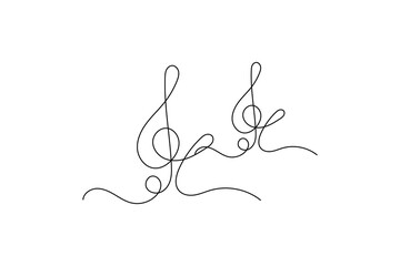 Continuous one line drawing abstract music note background notes and vector art illustration
