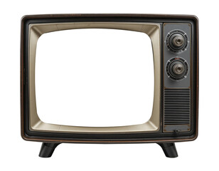 Old Style Television PNG, Vintage Tube TV with Wooden Frame.
