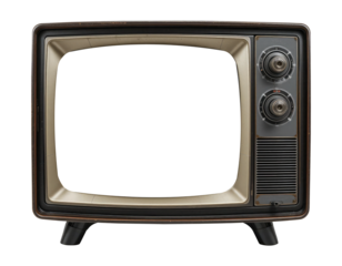 Old Style Television PNG, Vintage Tube TV with Wooden Frame.