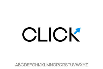 word click. modern Minimal elegant font alphabet graphic vector illustrations