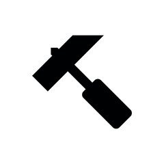 hammer and nails, A minimalist black icon of a hammer, viewed from an angle. This simple graphic is ideal for representing tools, construction, repair, or building