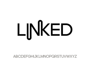 word linked. modern Minimal elegant font alphabet graphic vector illustrations