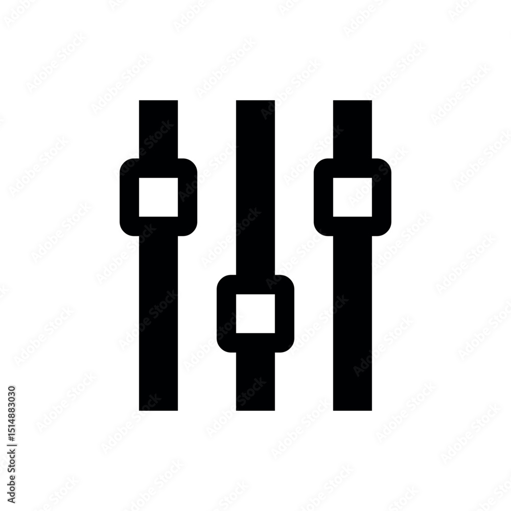 Poster vertical sliders / equalizer, three vertical sliders with square handles, widely recognized as contr