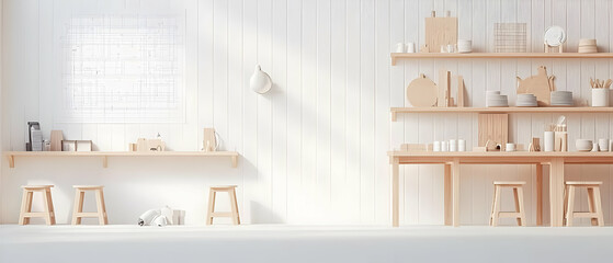 Light Wooden Kitchen Interior Design With Simple Shelving