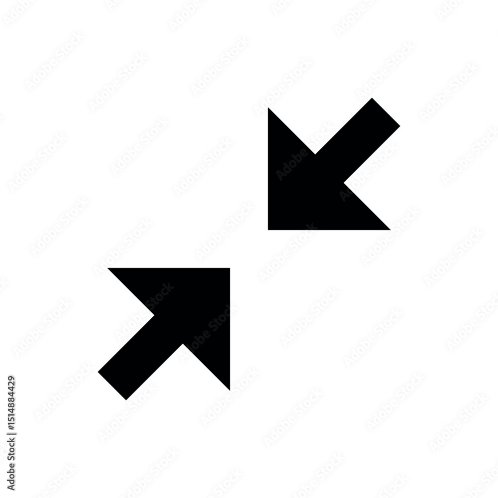 Poster collapse/minimize, two black arrows pointing diagonally inwards towards each other (top-left and bot