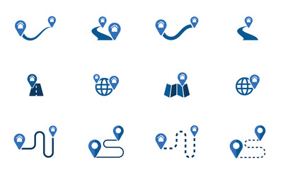 Modern icon collection with location pins, geotags, and real estate markers. Ideal for travel guides, property apps, and mapping tools