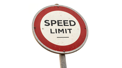 Road speed sign isolated on white background.

