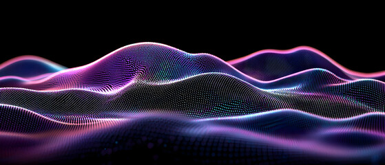 Abstract Digital Landscape with Glowing Mountains