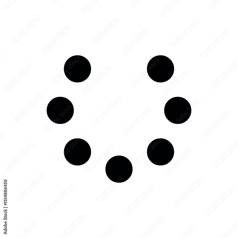 Poster black and white circles on white, semi-circle dots spinner, a semi-circular arrangement of black dot