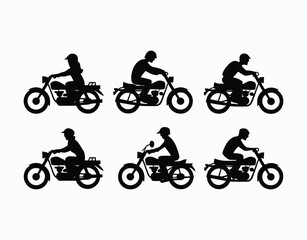 Obraz premium Motorcycle Rider Silhouette Collection Vector Template