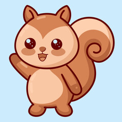Fototapeta premium Cute Cartoon Squirrel Waving - Adorable Forest Animal Character