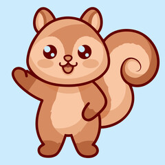 Obraz premium Cute Cartoon Squirrel Waving - Adorable Forest Animal Character