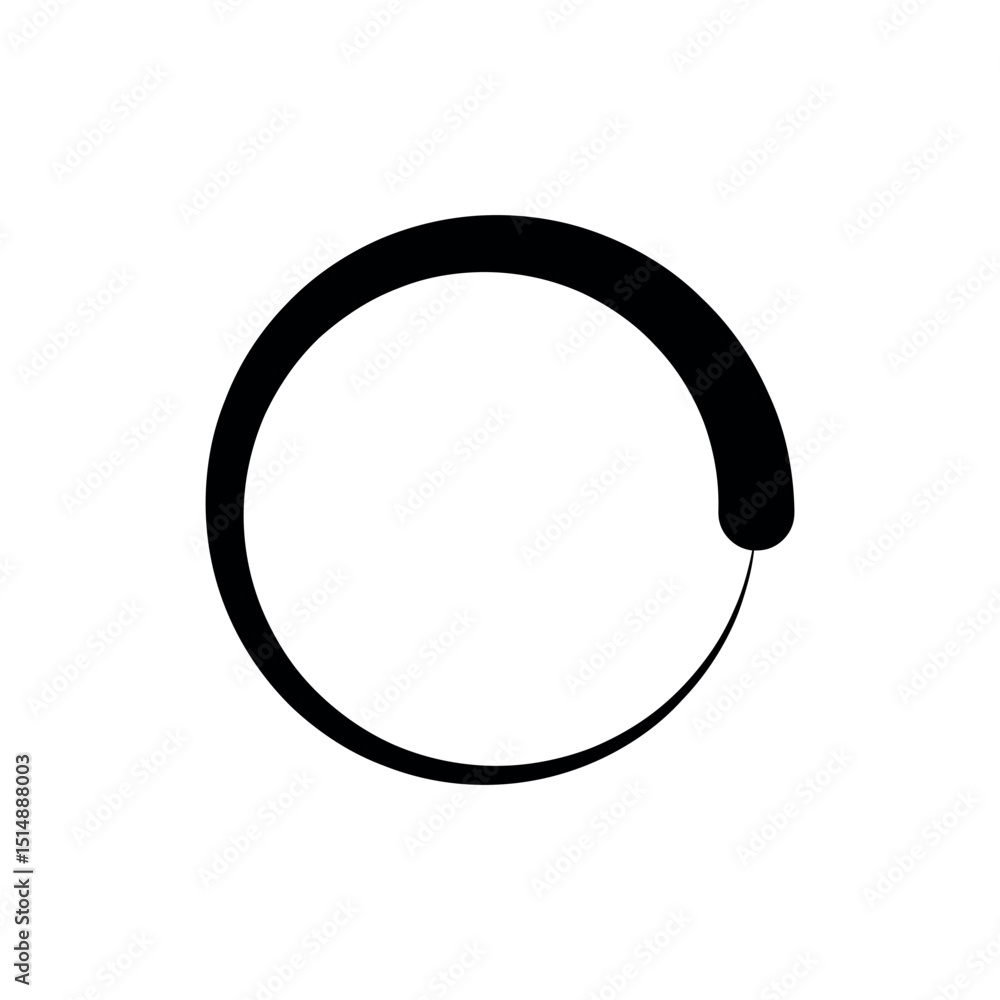 Poster vector illustration of a partial circle spinner, a minimalist black circular arc with a thicker end,