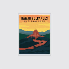 Fototapeta premium Hawaii Volcanoes National Park poster vector illustration design