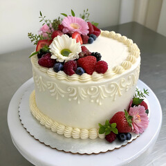 beautiful white cream cake