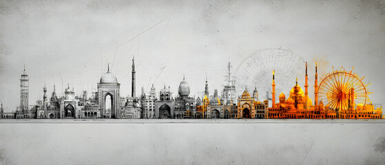 World Cityscape Skyline Illustration