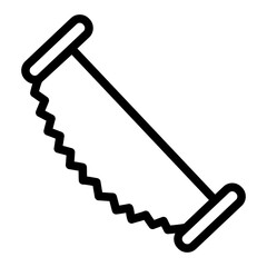 Sharp saw for two workers line icon, forest industry concept. Vector graphics. Wood work tool, sawing wood sign on white background, style mobile or design.