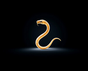 Fototapeta premium Golden Snake with Dark Background.