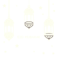 Elegant Islamic lanterns with twinkling stars on a dark gradient background, perfect for festive digital use.