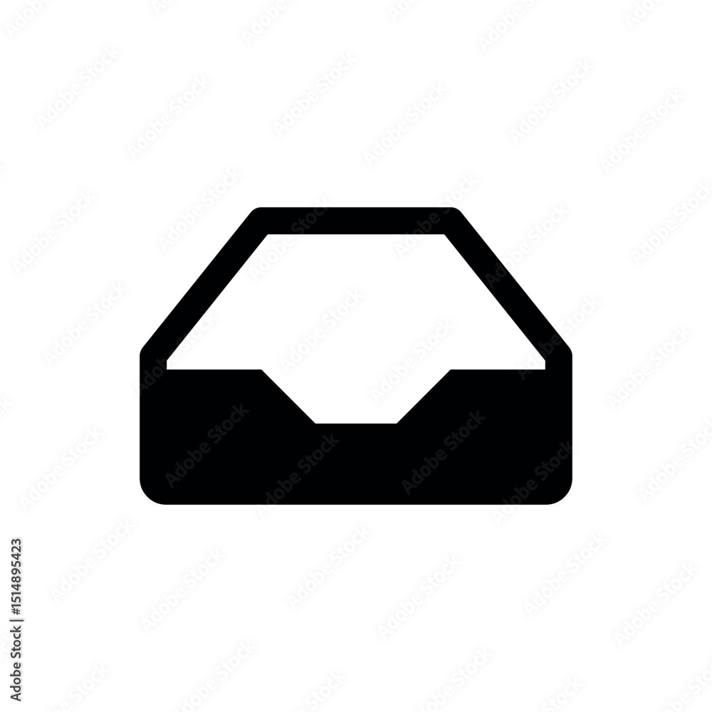 Poster vector illustration of empty inbox, a simple, black silhouette of an empty inbox tray, representing 