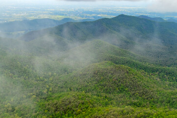 Mist in the valley during the Rain Season.Natural Rain Season landscape Northern Thailand.