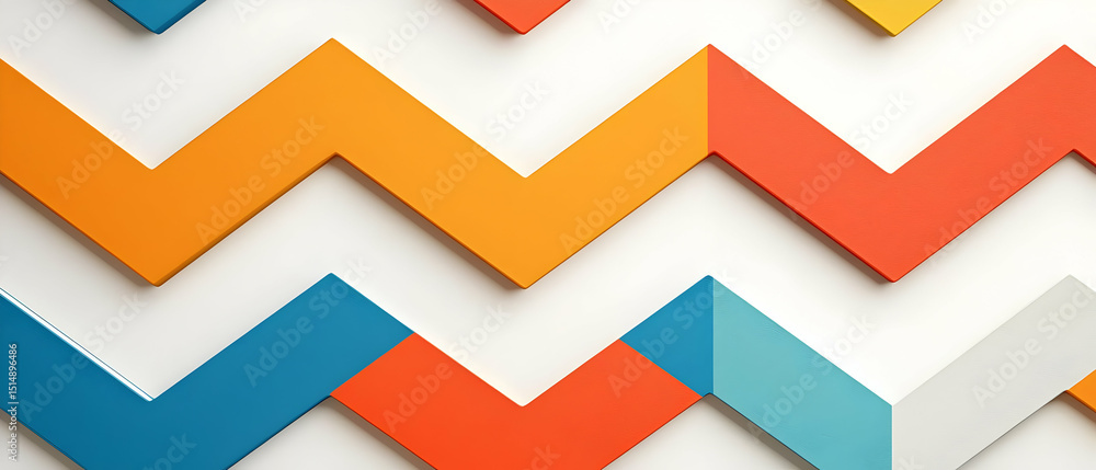 Poster abstract colorful zigzag pattern on white background
