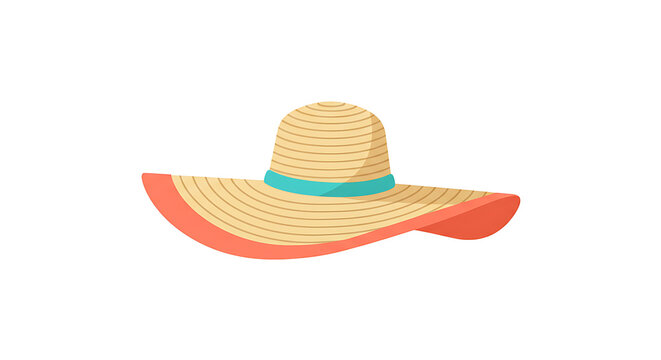 wide brimmed straw hat with orange trim clip art preview